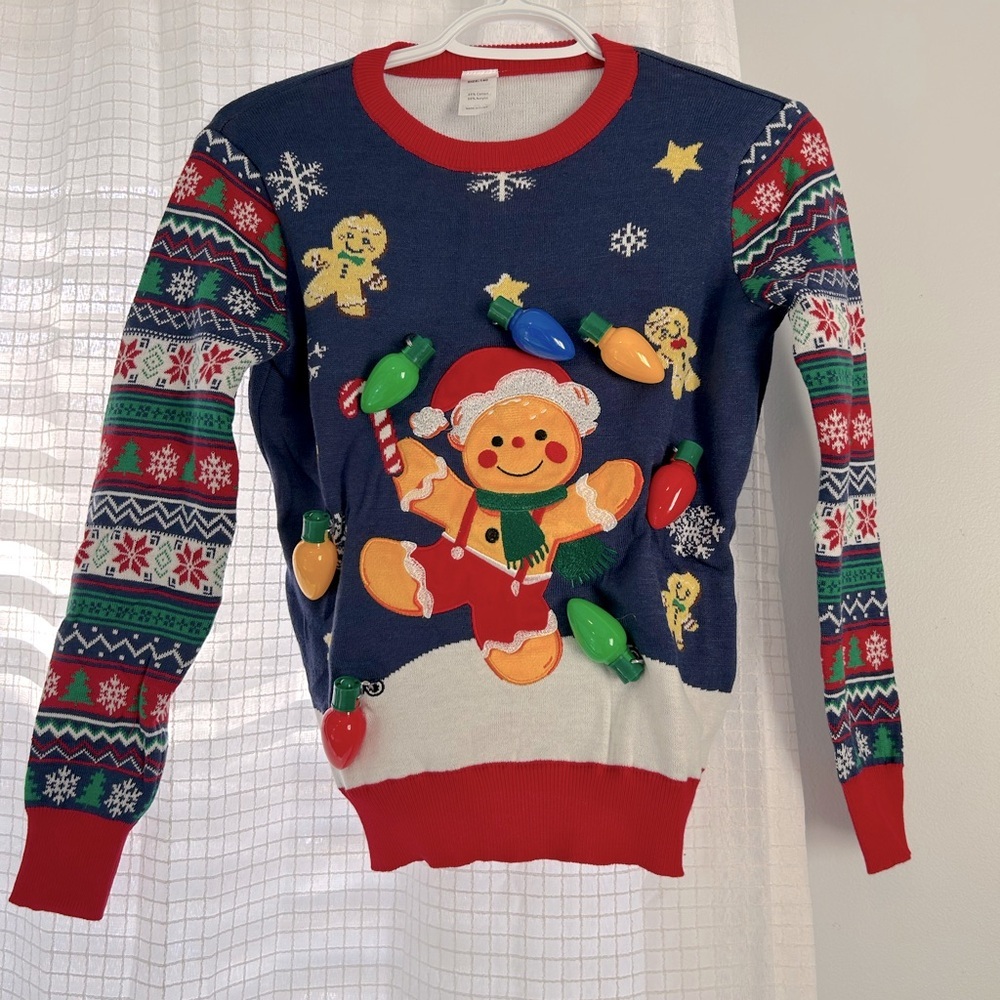 Kids Festive Holiday Sweater with Lights